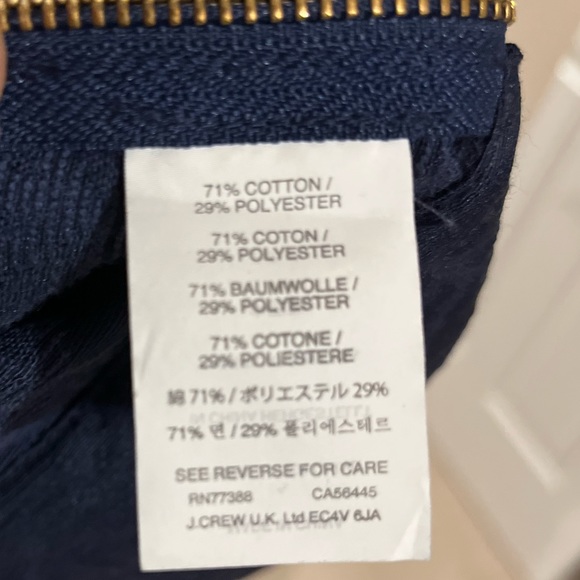 J. Crew Matelasse Geometric 3/4 Sleeved Navy Blue Top Zip Sides Pullover Sz 6 - Picture 5 of 12